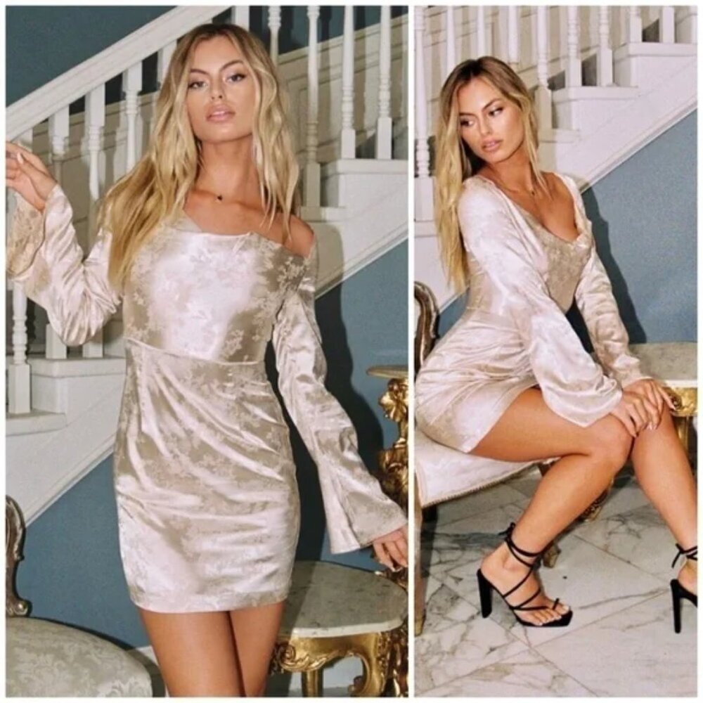 Princess Polly Champagne Satin Mini Dress
